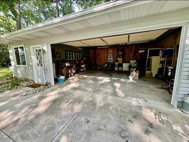 view of garage