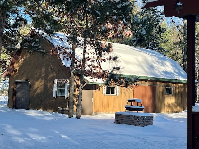 view of snow covered exterior