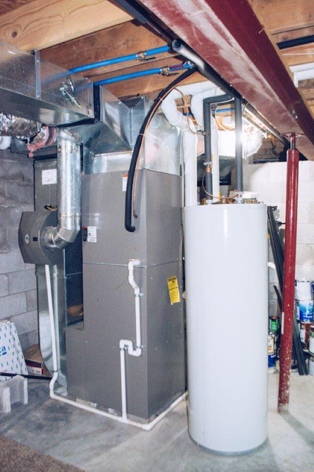 utility room with gas water heater