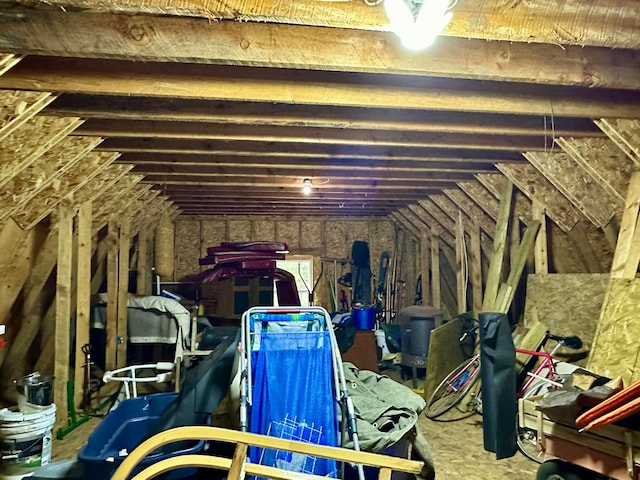 view of unfinished attic