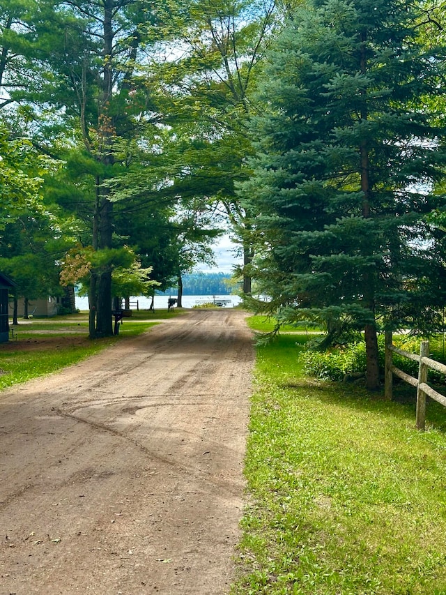 view of road featuring a water view