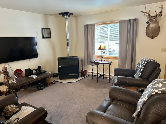 view of carpeted living area