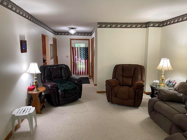 living room with carpet flooring