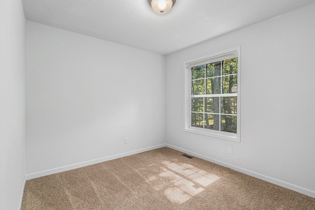 carpeted spare room with a textured ceiling