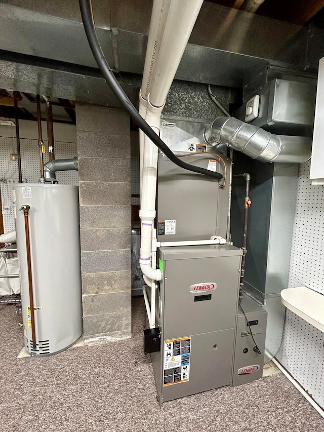 utility room with gas water heater