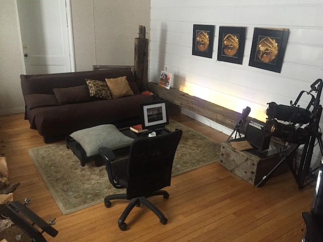 living room with hardwood / wood-style floors