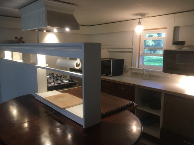 kitchen with hanging light fixtures