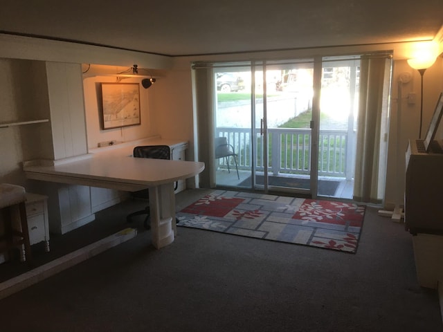 dining area with carpet floors