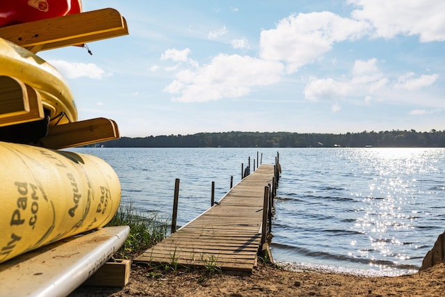 view of dock featuring a water view