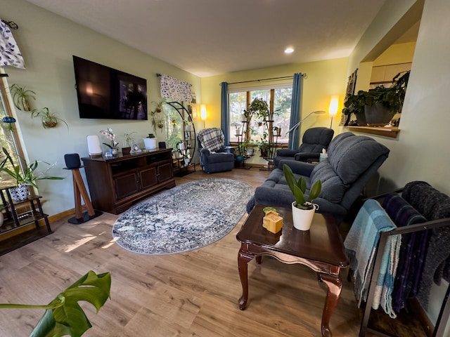 living room featuring light wood-type flooring