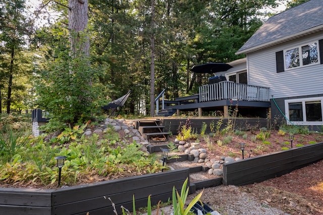 view of yard with a deck