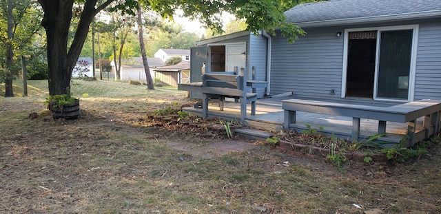 view of yard with a deck