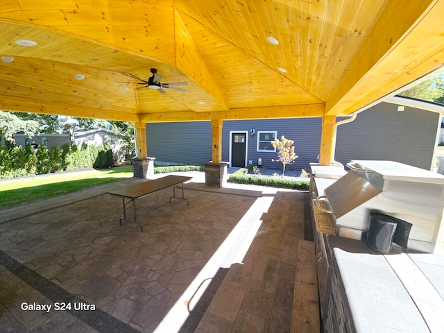 view of patio with ceiling fan