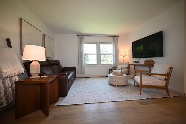 living room with hardwood / wood-style flooring