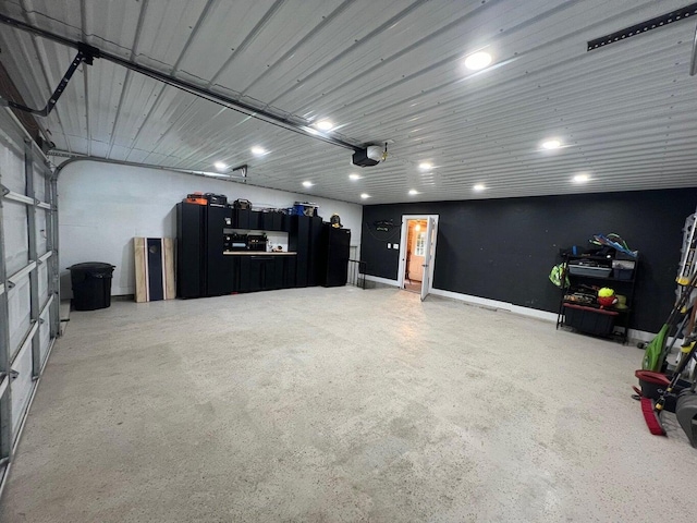 garage with a garage door opener