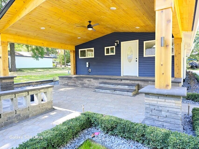 view of patio / terrace featuring ceiling fan