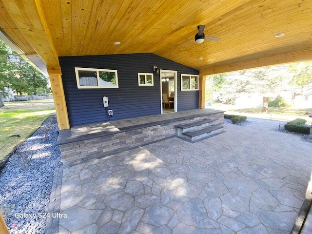 view of patio / terrace featuring ceiling fan