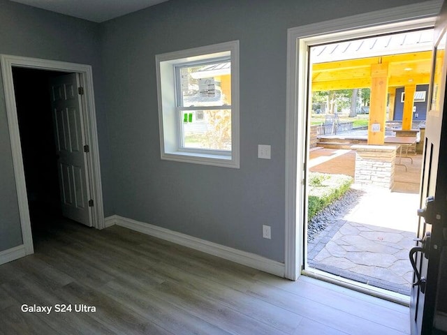 interior space featuring french doors, hardwood / wood-style floors, and a wealth of natural light