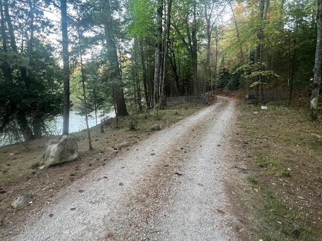 view of road featuring a water view