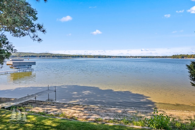 property view of water with a boat dock