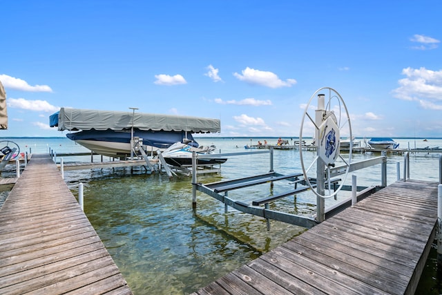 dock area featuring a water view