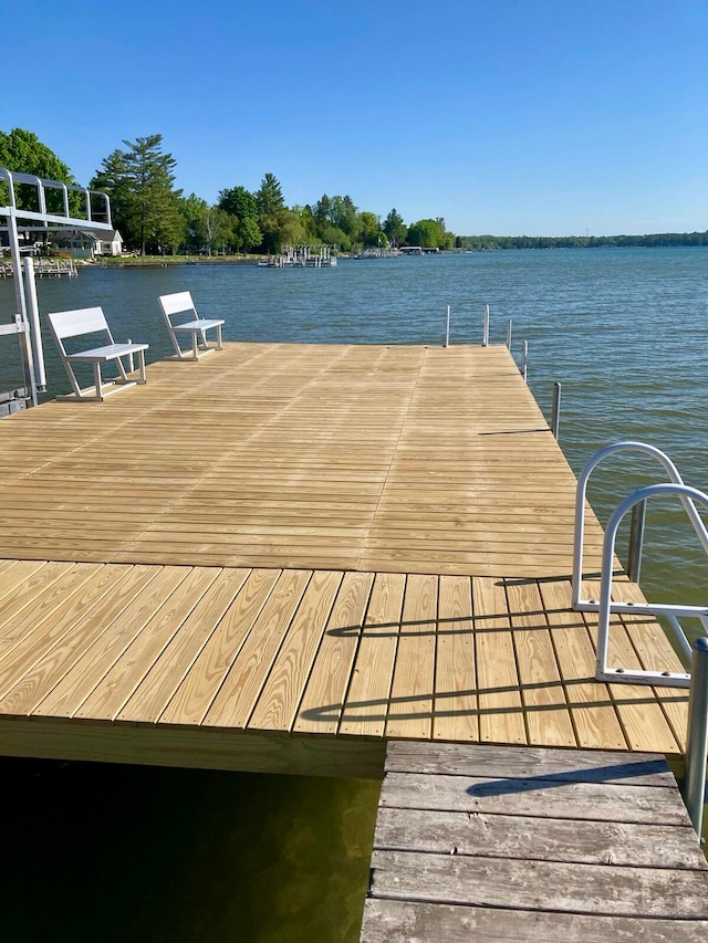 view of dock featuring a water view