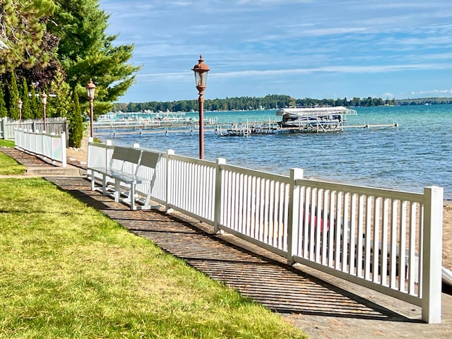 exterior space featuring a water view