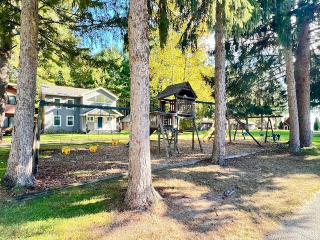 view of yard with a playground