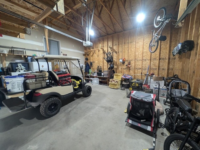 garage with a garage door opener