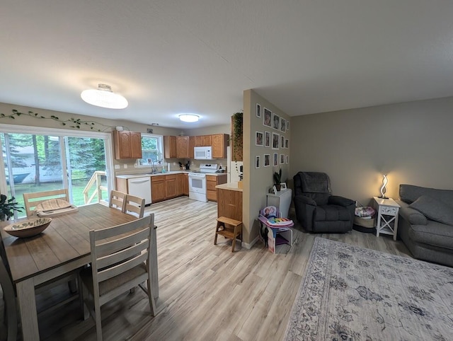 interior space featuring light hardwood / wood-style floors and sink