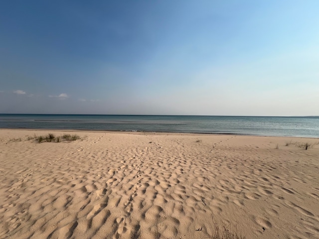 view of water feature with a view of the beach