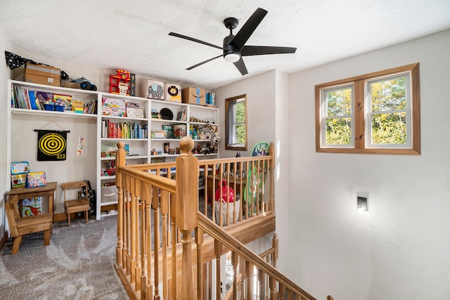 hallway with carpet floors