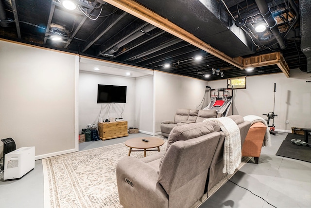 living room with concrete flooring