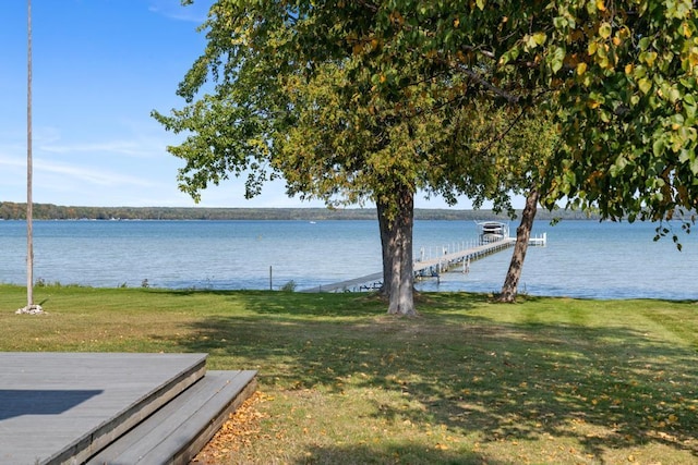 property view of water with a boat dock