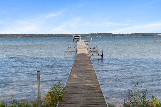 view of dock featuring a water view