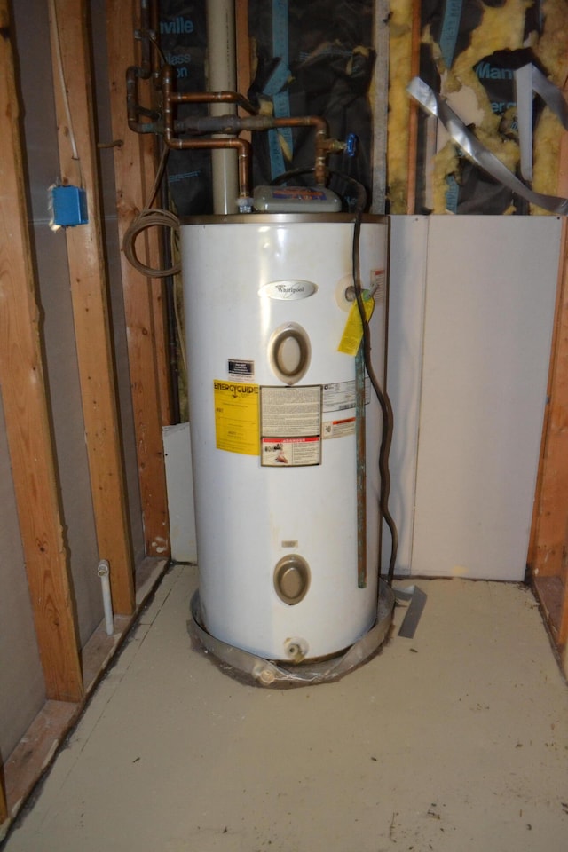 utility room with gas water heater