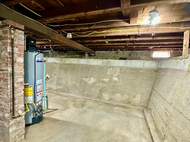 basement with water heater