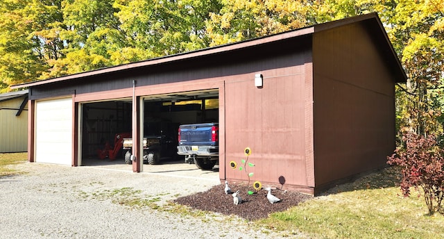 garage with wooden walls