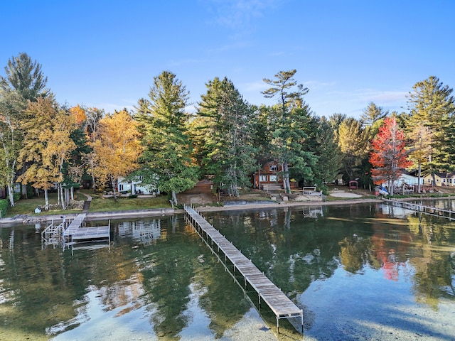 dock area featuring a water view