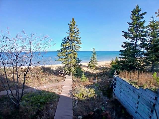 property view of water with a view of the beach