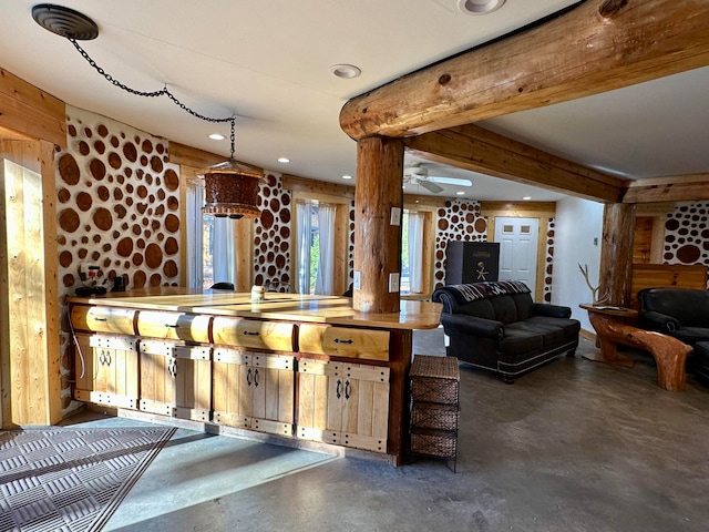 kitchen with ceiling fan