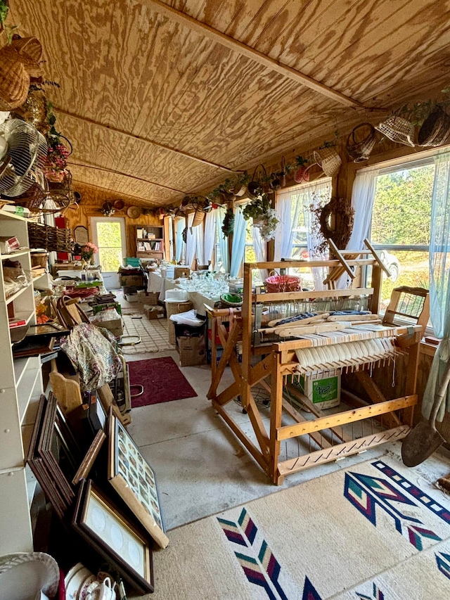 misc room with a wealth of natural light and lofted ceiling