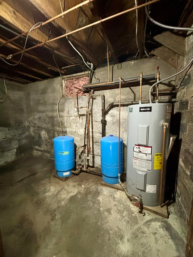 utility room with electric water heater