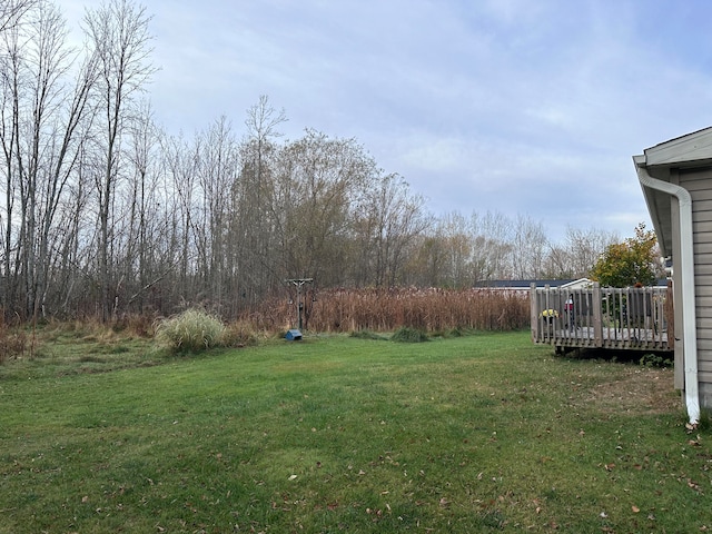 view of yard featuring a wooden deck