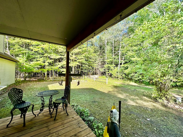 view of yard with a wooden deck