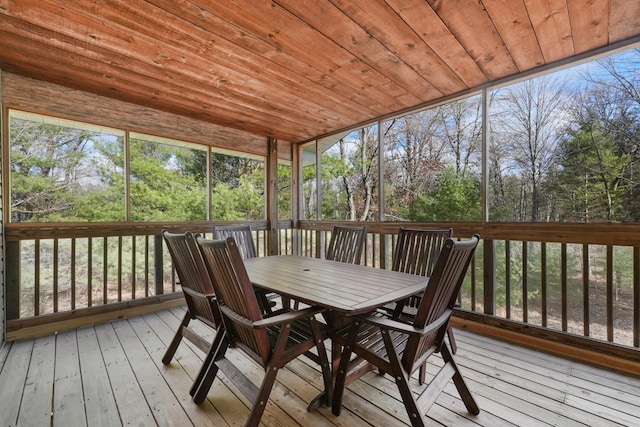 sunroom / solarium with wooden ceiling