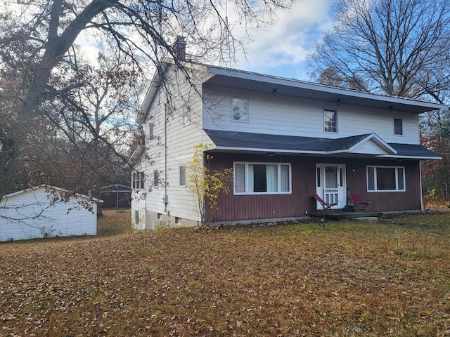 view of property with a shed