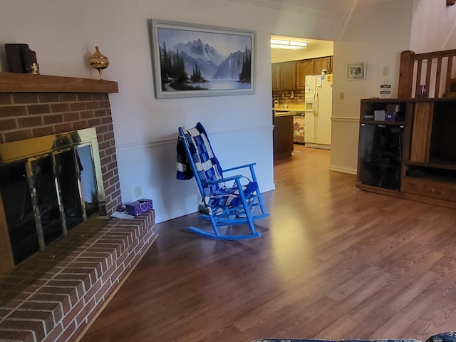 living room with hardwood / wood-style flooring