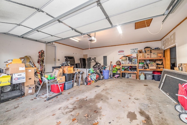 garage with a garage door opener