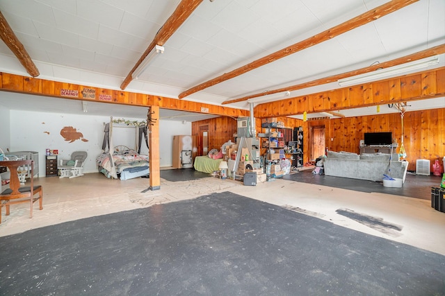 interior space with wood walls